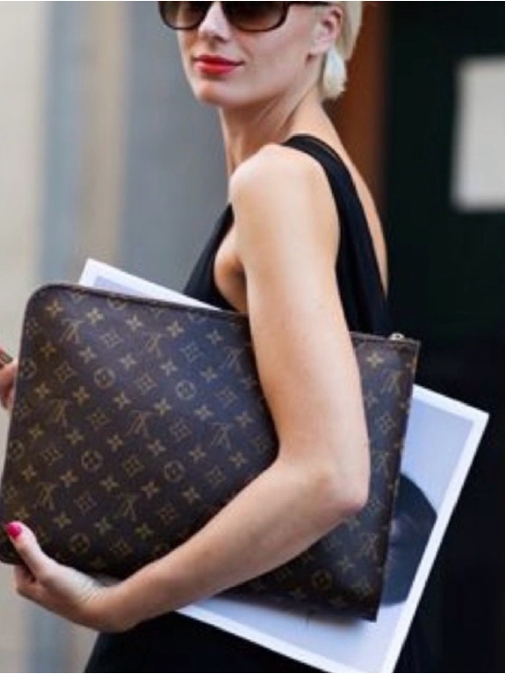 Authentic Louis Vuitton Monogram Zip Folio Clutch in Brown and Tan